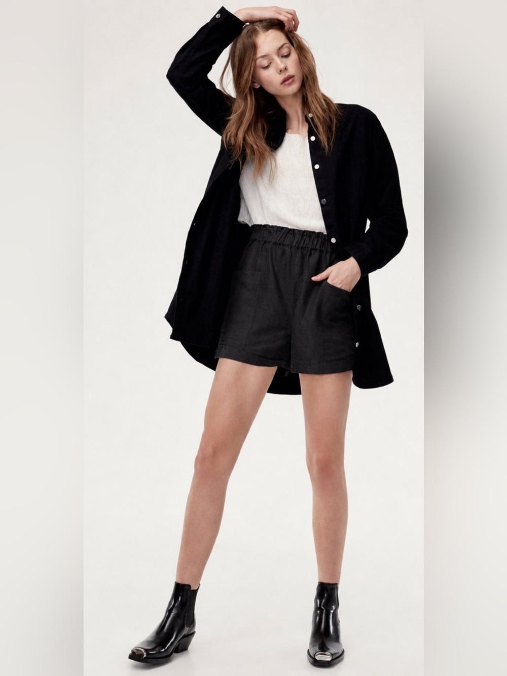 Aritzia Wilfred Free Harulia Linen Blend Shorts Black Size M
